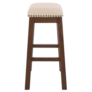 Aero Counter Stool Set Of 2 With Upholstered Seat, Nailhead Trim & Rubberwood Frame For Stylish Comfort
