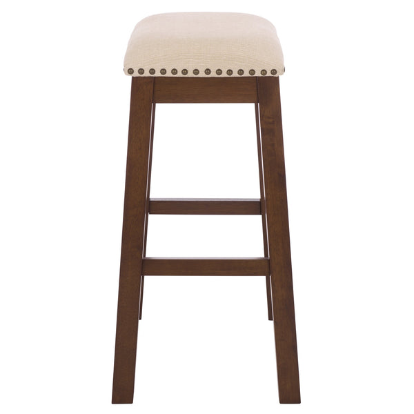 Aero Counter Stool Set Of 2 With Upholstered Seat, Nailhead Trim & Rubberwood Frame For Stylish Comfort