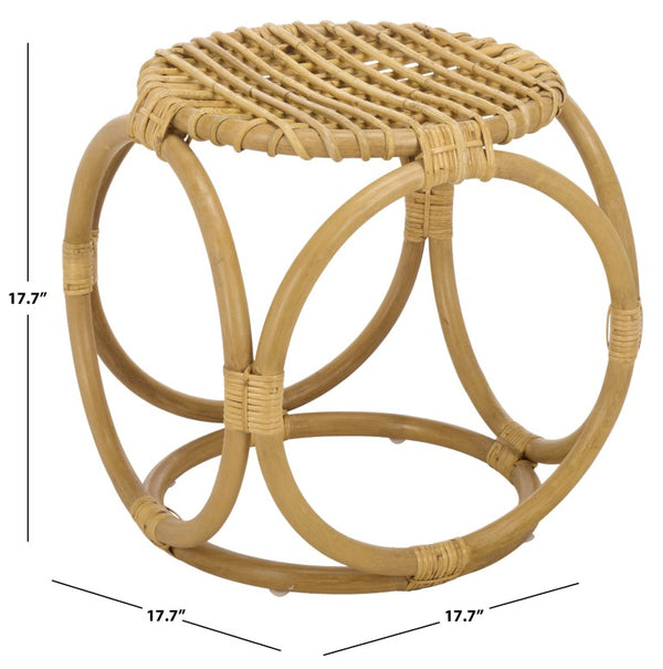 Safavieh Miroslava Woven Rattan Cube Stool Organic Bohemian Accent for Living Spaces STL9900A