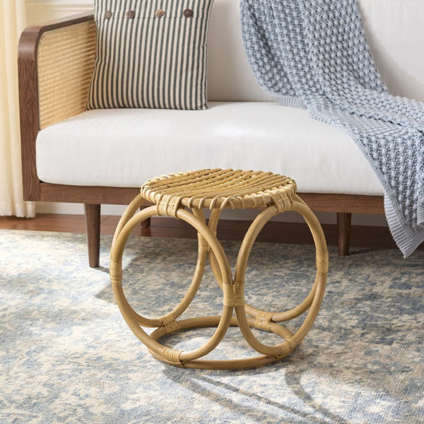 Safavieh Miroslava Woven Rattan Cube Stool Organic Bohemian Accent for Living Spaces STL9900A