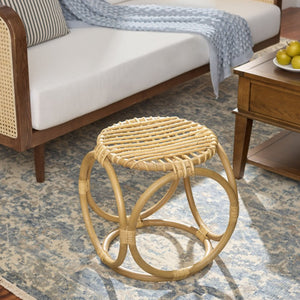 Safavieh Miroslava Woven Rattan Cube Stool Organic Bohemian Accent for Living Spaces STL9900A