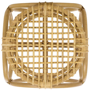 Safavieh Miroslava Woven Rattan Cube Stool Organic Bohemian Accent for Living Spaces STL9900A