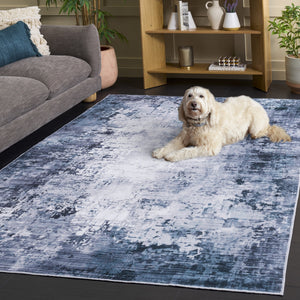 Safavieh Santa Modern Abstract Area Rug In Calming Green And Grey, Power-Loomed Polyester For Durability And Comfort 2'-6" x 8'-0" STM804Y-28