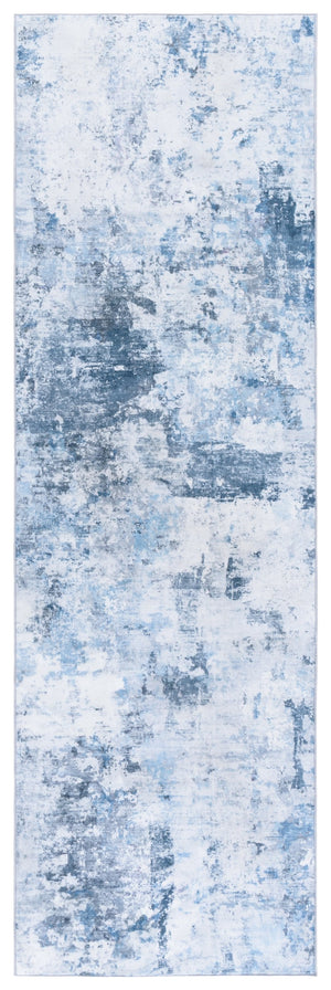 Safavieh Santa Modern Ivory And Teal Area Rug — Low-Profile, Washable Polyester Pile With Slip-Resistant Backing 6'-0" x 6'-0" STM806A-6SQ
