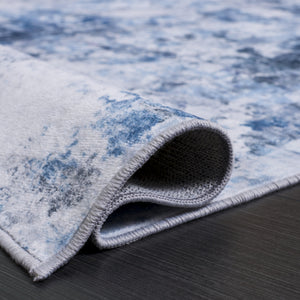Safavieh Santa Modern Ivory And Teal Area Rug — Low-Profile, Washable Polyester Pile With Slip-Resistant Backing 6'-0" x 6'-0" STM806A-6SQ