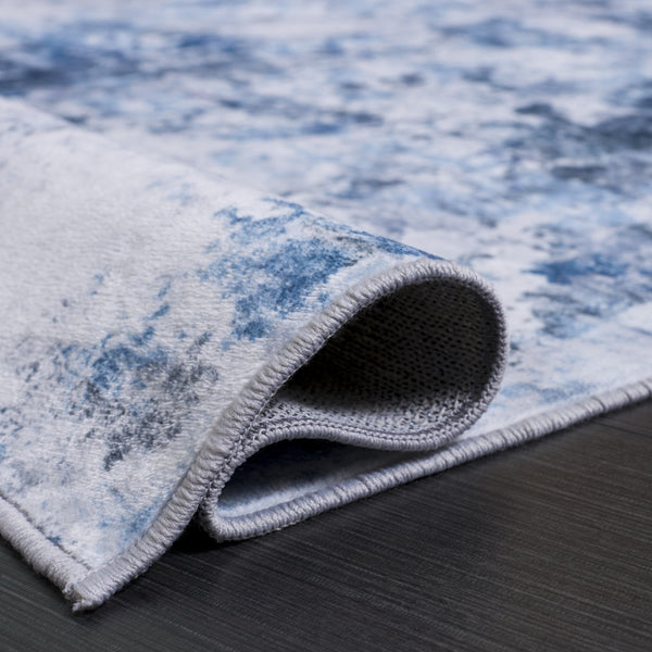 Safavieh Santa Modern Ivory And Teal Area Rug — Low-Profile, Washable Polyester Pile With Slip-Resistant Backing 6'-0" x 6'-0" STM806A-6SQ
