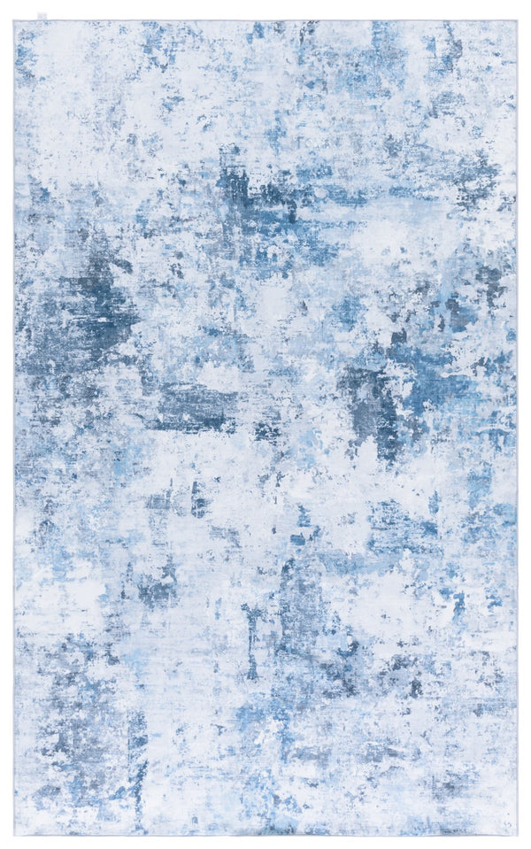Safavieh Santa Modern Ivory And Teal Area Rug — Low-Profile, Washable Polyester Pile With Slip-Resistant Backing 6'-0" x 6'-0" STM806A-6SQ