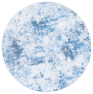 Safavieh Santa Modern Ivory And Teal Area Rug — Low-Profile, Washable Polyester Pile With Slip-Resistant Backing 6'-0" x 6'-0" STM806A-6SQ