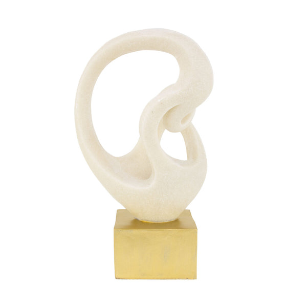 Zeugma Stone Sculpture With Elegant White Stone Finish And Gold Base - Perfect Decorative Accent Piece!   Cf1240080-x602