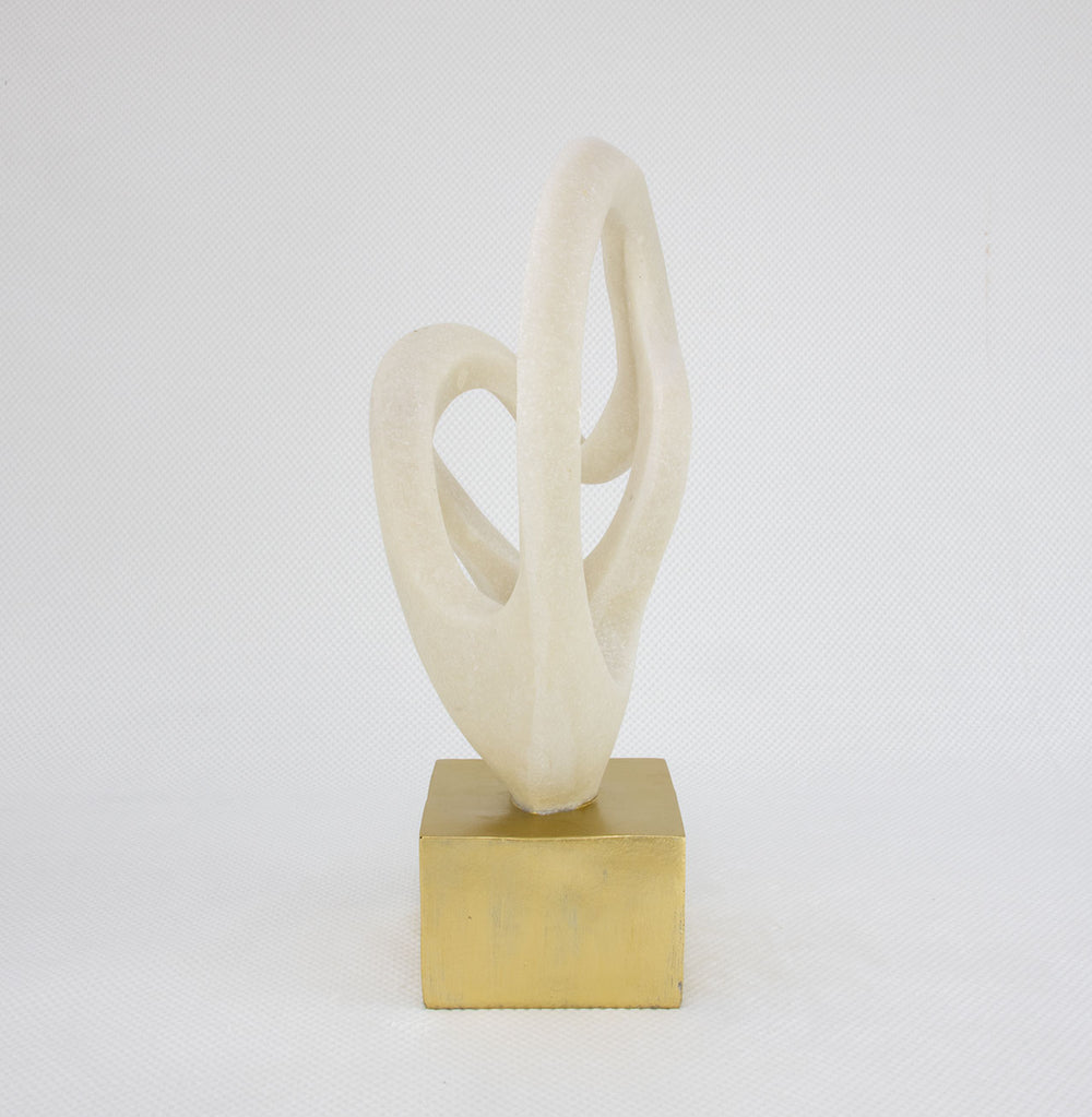 Zeugma Stone Sculpture With Elegant White Stone Finish And Gold Base - Perfect Decorative Accent Piece!   Cf1240080-x602
