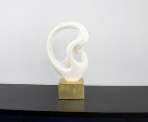 Zeugma Stone Sculpture With Elegant White Stone Finish And Gold Base - Perfect Decorative Accent Piece!   Cf1240080-x602