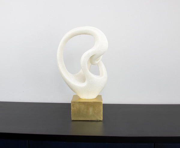Zeugma Stone Sculpture With Elegant White Stone Finish And Gold Base - Perfect Decorative Accent Piece!   Cf1240080-x602