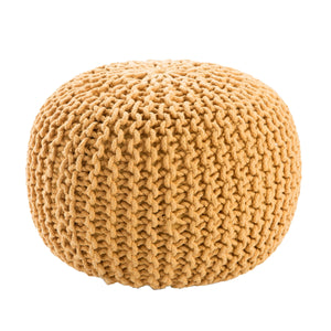 Jaipur Living Jaipur Living Spectrum Chunky Knit Cotton Round Pouf Handcrafted Accent for Rooms Yellow POF100170