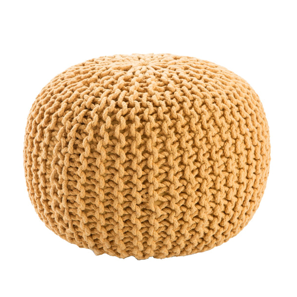 Jaipur Living Jaipur Living Spectrum Chunky Knit Cotton Round Pouf Handcrafted Accent for Rooms Yellow POF100170
