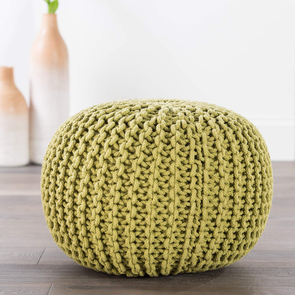 Jaipur Living Jaipur Living Spectrum Chunky Knit Cotton Round Pouf Handcrafted Accent for Rooms Green - A POF100172