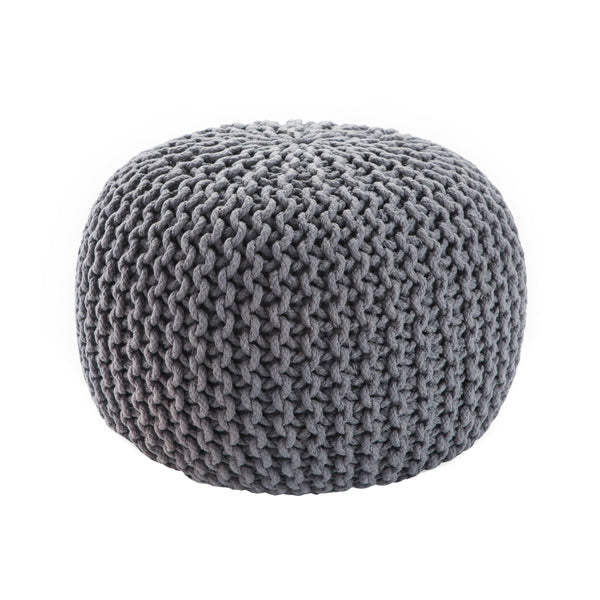 Jaipur Living Jaipur Living Spectrum Chunky Knit Cotton Round Pouf Handcrafted Accent for Rooms Gray POF100206