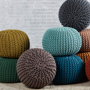 Jaipur Living Jaipur Living Spectrum Chunky Knit Cotton Round Pouf Handcrafted Accent for Rooms Gray POF100206