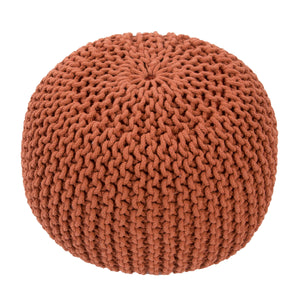 Jaipur Living Jaipur Living Spectrum Chunky Knit Cotton Round Pouf Handcrafted Accent for Rooms Orange POF100168