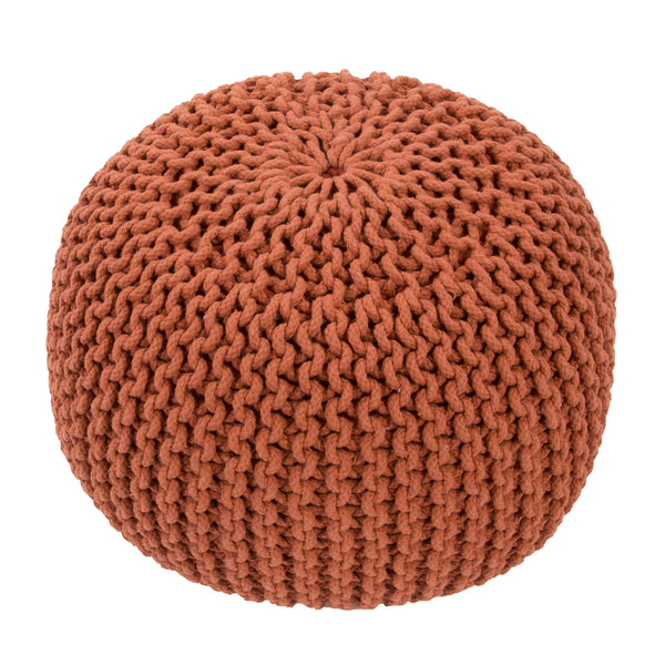 Jaipur Living Jaipur Living Spectrum Chunky Knit Cotton Round Pouf Handcrafted Accent for Rooms Orange POF100168
