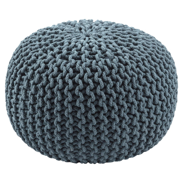 Jaipur Living Jaipur Living Spectrum Chunky Knit Cotton Round Pouf Handcrafted Accent for Rooms Navy POF100178