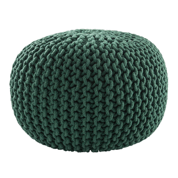 Jaipur Living Jaipur Living Spectrum Chunky Knit Cotton Round Pouf Handcrafted Accent for Rooms Green - B POF100449