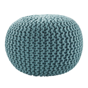 Jaipur Living Jaipur Living Spectrum Chunky Knit Cotton Round Pouf Handcrafted Accent for Rooms Aqua POF100446