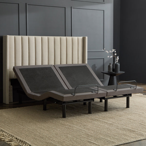 Malouf S655 Adjustable Base: Premium Features With Massage Motors, Smart Controls, And Snore Detection Tech Charcoal Charcoal Stmas655scab