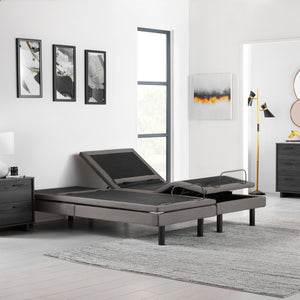 Malouf S755 Adjustable Bed Base - Experience Ultimate Comfort With Massage, Bluetooth & Smart Features Charcoal Charcoal Stmas755txab
