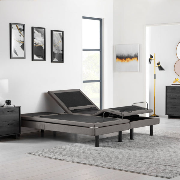 Malouf S755 Adjustable Bed Base - Experience Ultimate Comfort With Massage, Bluetooth & Smart Features Charcoal Charcoal Stmas755txab