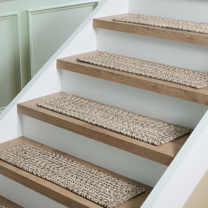 Safavieh Braided Hand‑Woven Stair Tread 8"X28" Grey Ivory Low‑Pile Slip‑Resistant Runner For Hallway Safety STT201F-SET13