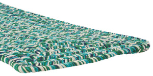 Safavieh Braided Teal Green Stair Tread 24X8 Hand-Woven Coastal Rug Runner, Slip-Resistant, Machine Washable STT201K-SET3