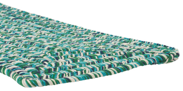 Safavieh Braided Teal Green Stair Tread 24X8 Hand-Woven Coastal Rug Runner, Slip-Resistant, Machine Washable STT201K-SET3