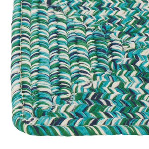 Safavieh Braided Teal Green Stair Tread 24X8 Hand-Woven Coastal Rug Runner, Slip-Resistant, Machine Washable STT201K-SET3
