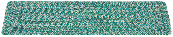 Safavieh Braided Teal Green Stair Tread 24X8 Hand-Woven Coastal Rug Runner, Slip-Resistant, Machine Washable STT201K-SET3