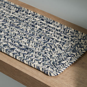 Safavieh Braided Hand-Woven Stair Tread 8"X28" Dark Blue Ivory - Slip-Resistant, Low-Profile Coastal Charm STT201N-SET3