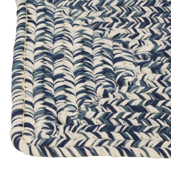 Safavieh Braided Hand-Woven Stair Tread 8"X28" Dark Blue Ivory - Slip-Resistant, Low-Profile Coastal Charm STT201N-SET3