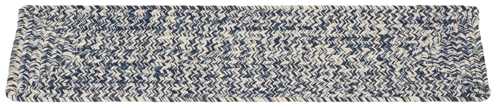 Safavieh Braided Hand-Woven Stair Tread 8"X28" Dark Blue Ivory - Slip-Resistant, Low-Profile Coastal Charm STT201N-SET3