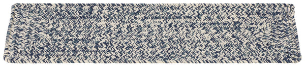 Safavieh Braided Hand-Woven Stair Tread 8"X28" Dark Blue Ivory - Slip-Resistant, Low-Profile Coastal Charm STT201N-SET3