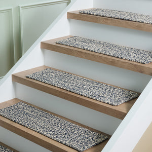 Safavieh Braided Hand-Woven Stair Tread 8"X28" Dark Blue Ivory - Slip-Resistant, Low-Profile Coastal Charm STT201N-SET3