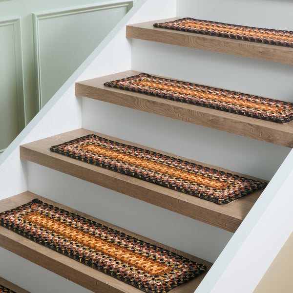 Safavieh Braided Hand-Woven Stair Tread 308A Multi — Durable Low-Profile 8"X28" Slip-Resistant Coastal Accent STT308A-SET13