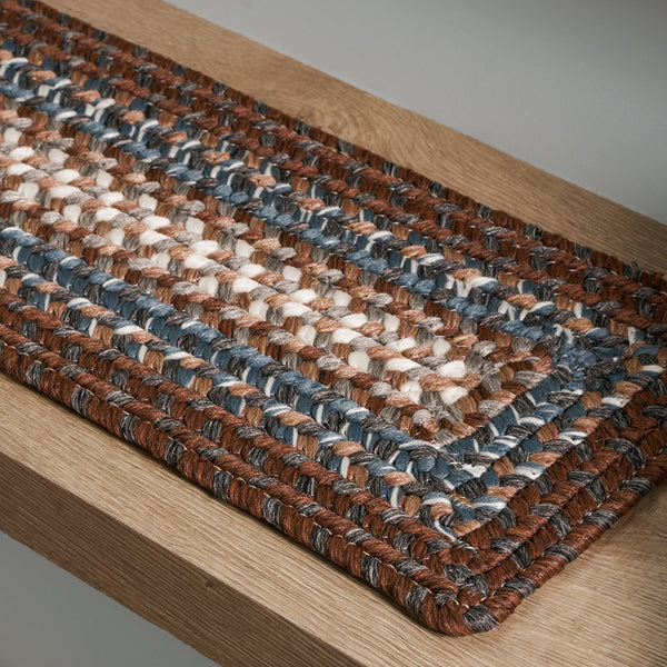 Safavieh Braided Handwoven Brown Multi Stair Tread 8"X28" Low-Profile Non-Slip Washable Accent Rug For Tight Spaces STT313A-SET13