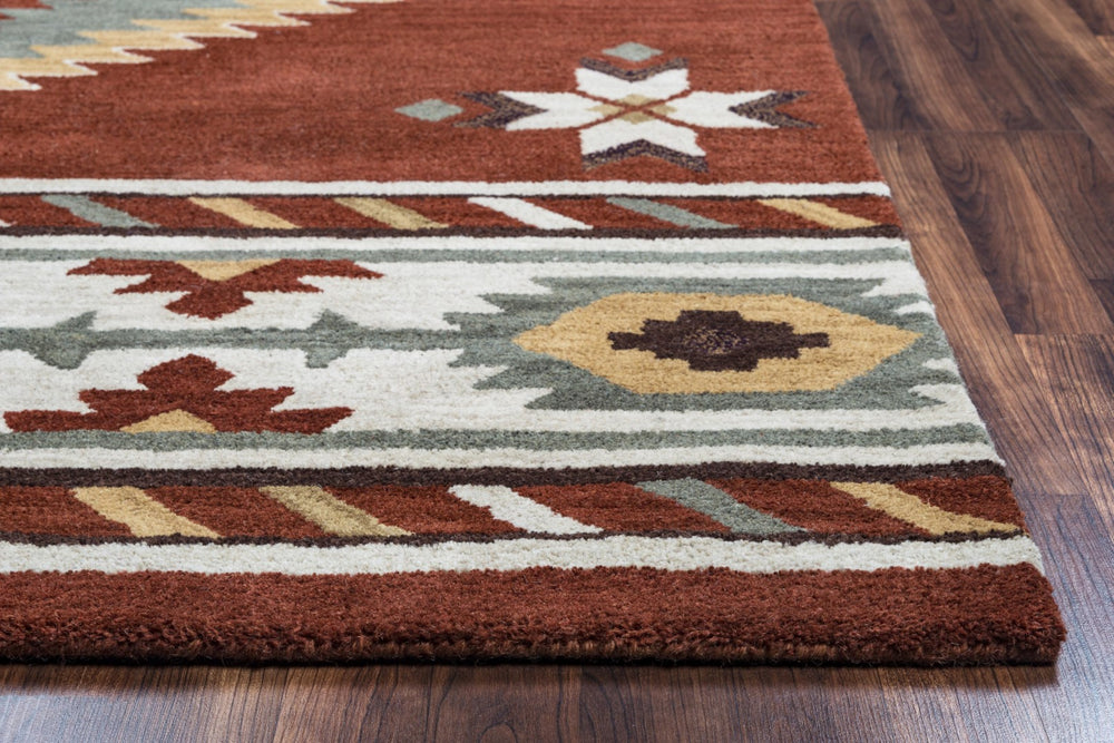 Rizzy Southwest SU1822 Hand Tufted Southwest Wool Rug Navajo Red 8' x 8' Round