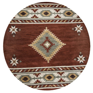 Rizzy Southwest SU1822 Hand Tufted Southwest Wool Rug Navajo Red 8' x 8' Round