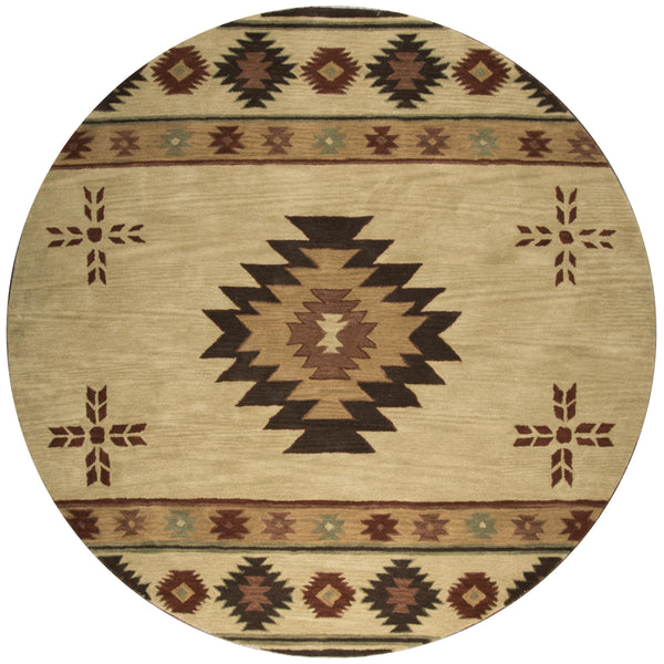 Rizzy Southwest SU2007 Hand Tufted Southwest Wool Rug Beige 8' x 8' Round