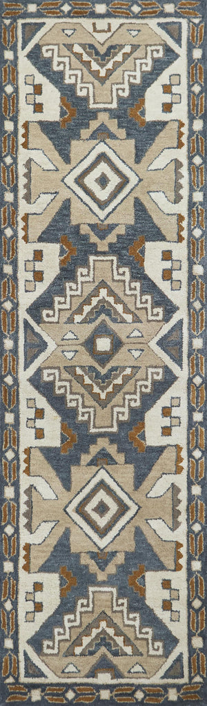 Rizzy Southwest SU489A Hand Tufted Southwest Wool Rug Gray/Tan 2'6" x 8'