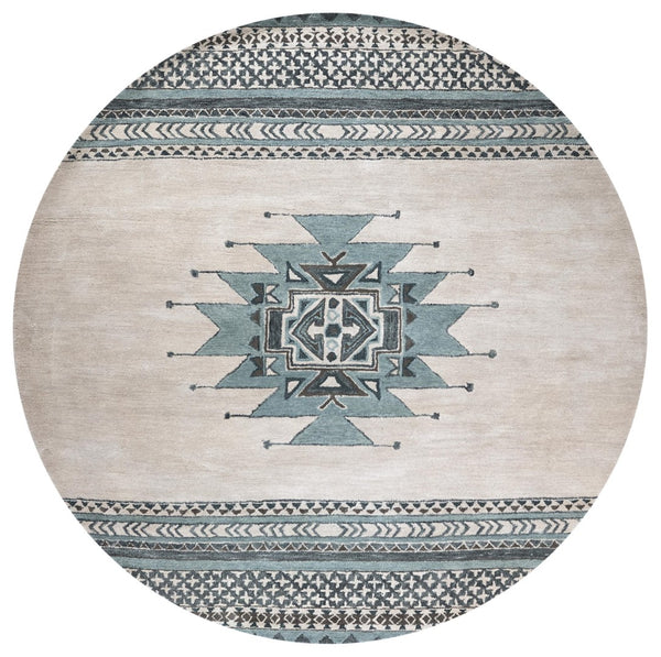 Rizzy Southwest SU567A Hand Tufted Southwest Wool Rug Blue 8' x 8' Round