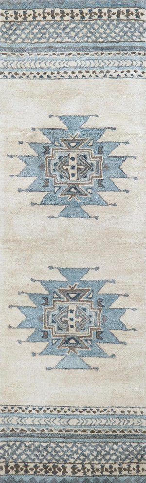 Rizzy Southwest SU567A Hand Tufted Southwest Wool Rug Blue 2'6" x 8'