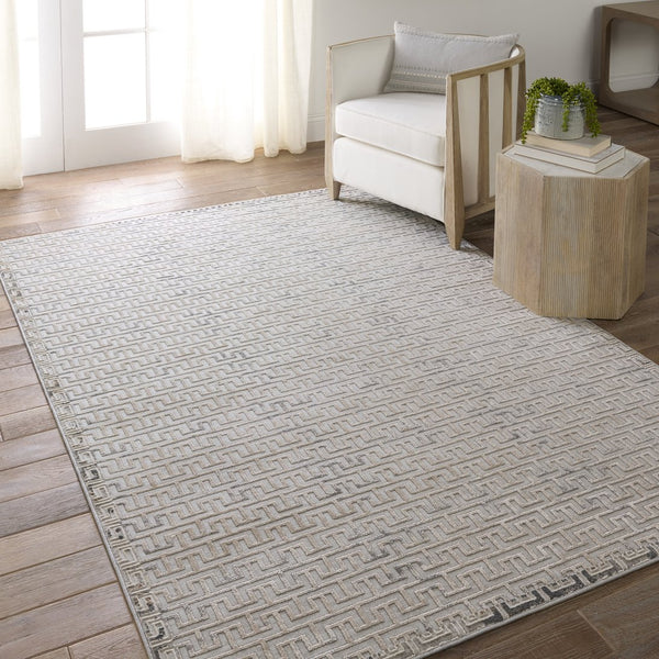 Jaipur Living Sundar Baxley Sud06 Powerloomed Machinemade 60% Polypropylene 40% Polyester Geometric Geometric Indoor Rug Gray, Beige 60% Polypropylene 40% Polyester Rug155954