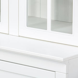English Elm 75.25'' Farmhouse Two-piece Pantry Set with Lattice Glass Doors and White Mdf Finish SUIT04_N845P263124W