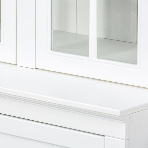 English Elm 75.25'' Farmhouse Two-piece Pantry Set with Lattice Glass Doors and White Mdf Finish SUIT04_N845P263124W